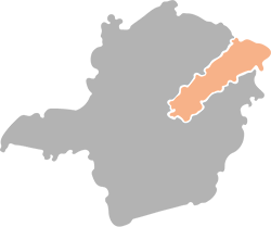 Mapa de Minas Gerais destacando o Vale do Jequitinhonha